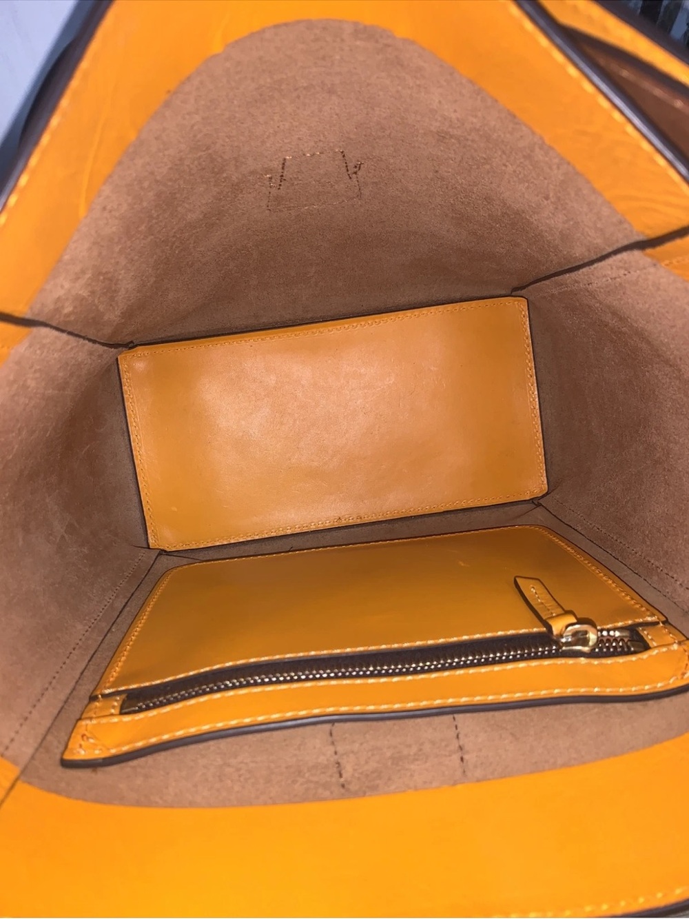 Leather Bucket Shoulder Bag in Brown with Gold Accent - Picture 16 of 16